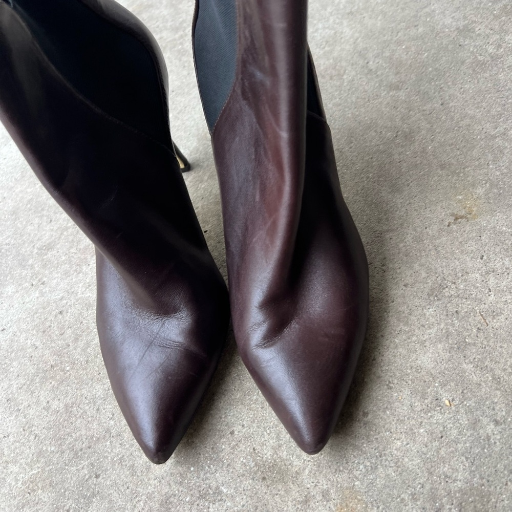 Michael Kors Leather Asbury Pointed Toe Leather Bootie Brown Women Sz 8 - Picture 2 of 16